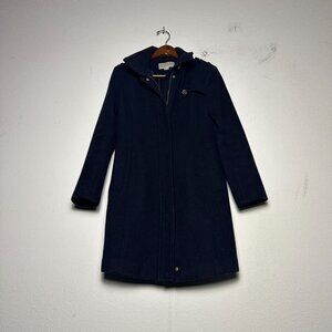 Michael Kors Wool Blend Coat Jacket Women 2P Black Full Zip Outerwear Fall Gold